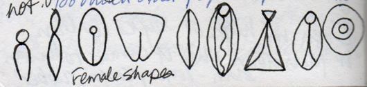 female shapes, sketched by Sonya Shannon